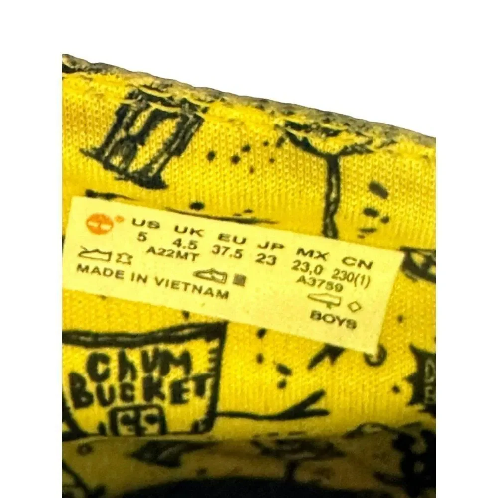 Timberland SpongeBob Boots Boys Size 5 Black Yellow Good‎ Waterproof Limited